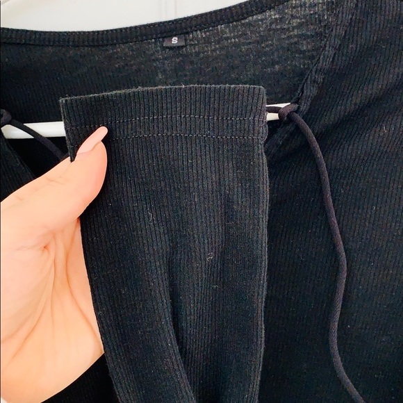 Black Criss Cross Long Sleeve Top - Picture 5 of 7